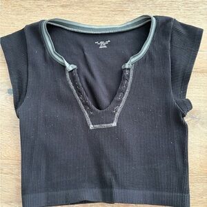 Urban Outfitters Black Ribbed Crop Top